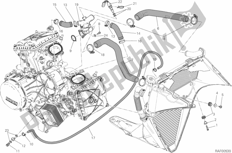 All parts for the Cooling System of the Ducati Superbike 959 Panigale ABS USA 2017